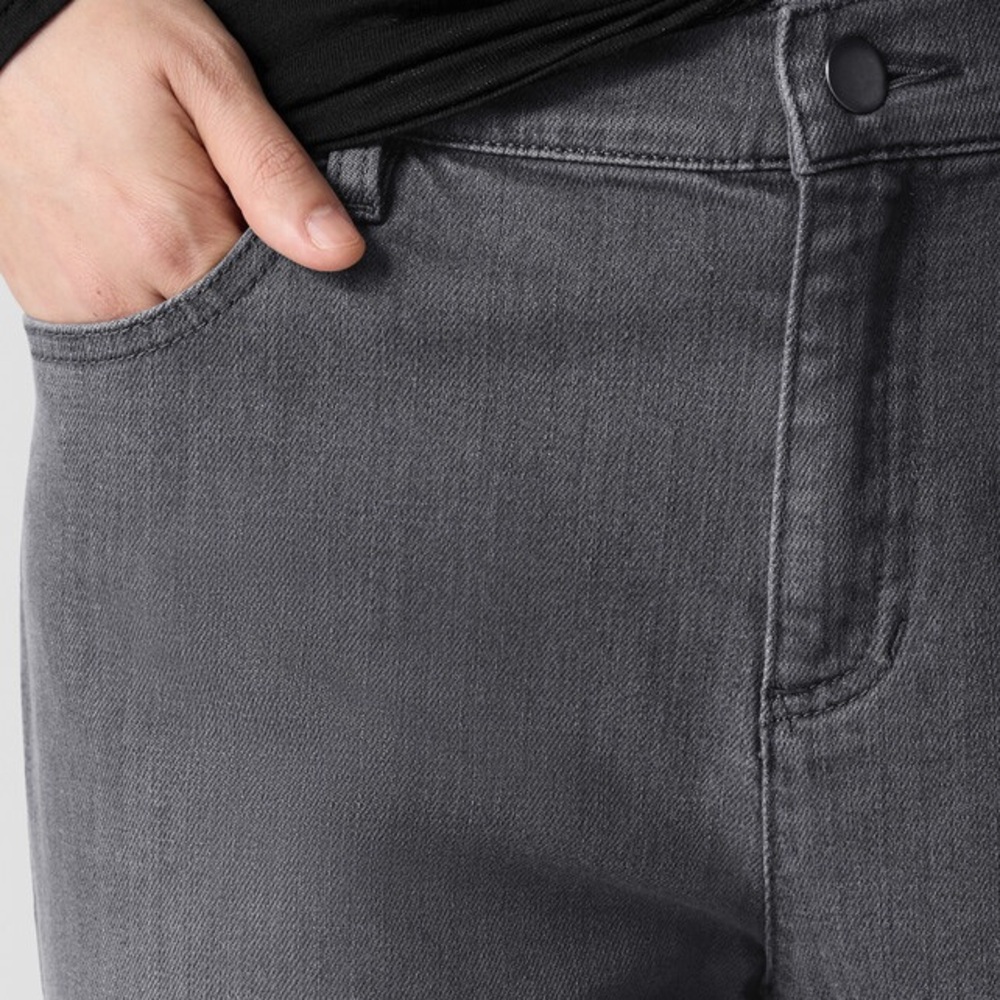 Eileen Fisher Organic Cotton Stretch Denim Slim Jean Light Grey Size 16 - Picture 2 of 9